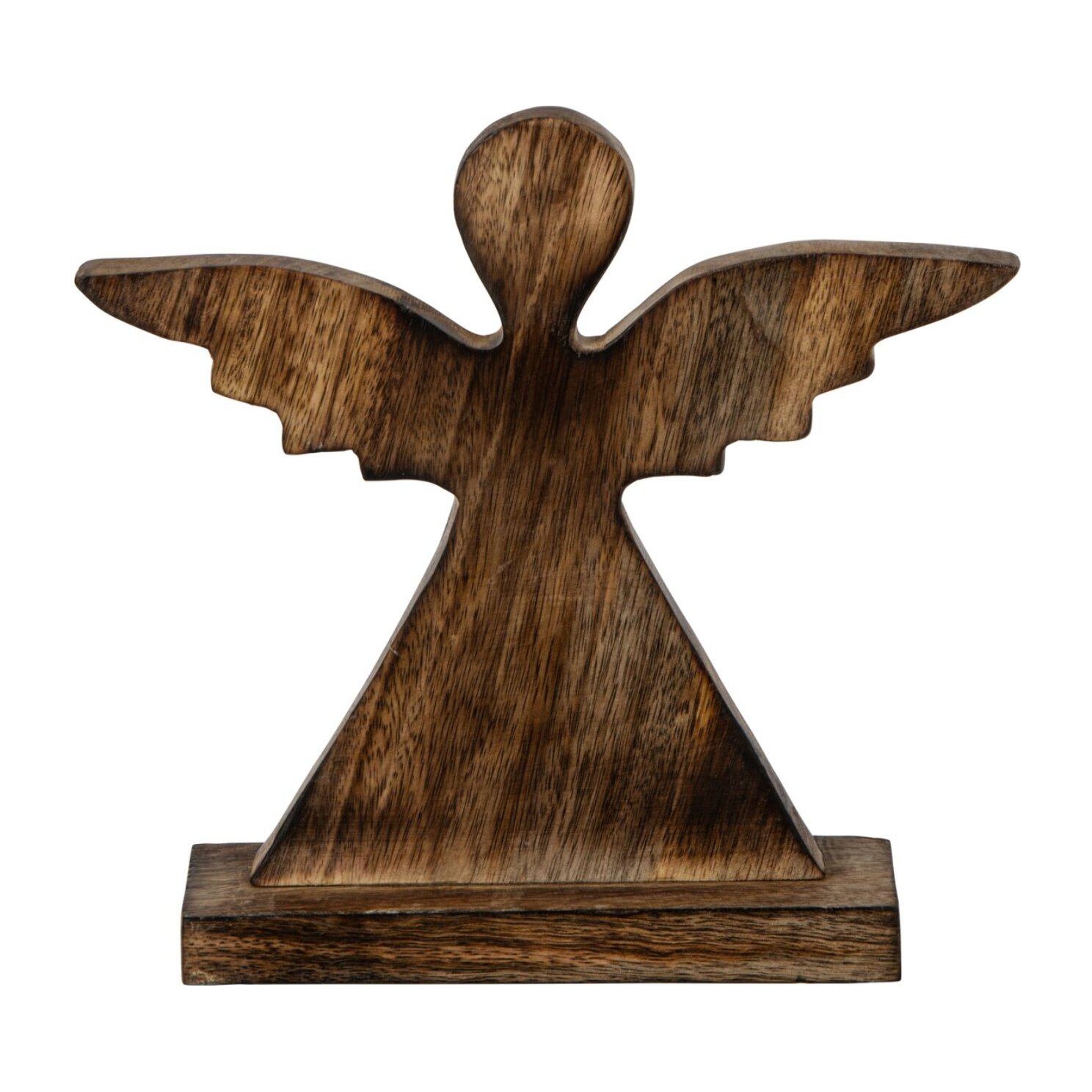 J-Line Ange sur base brillant - bois de manguier - vert/naturel - small