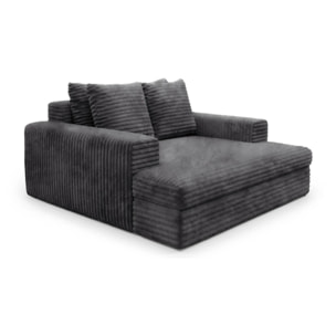CAMELIA - Canapé 2 places en velours côtelé épais gris foncé