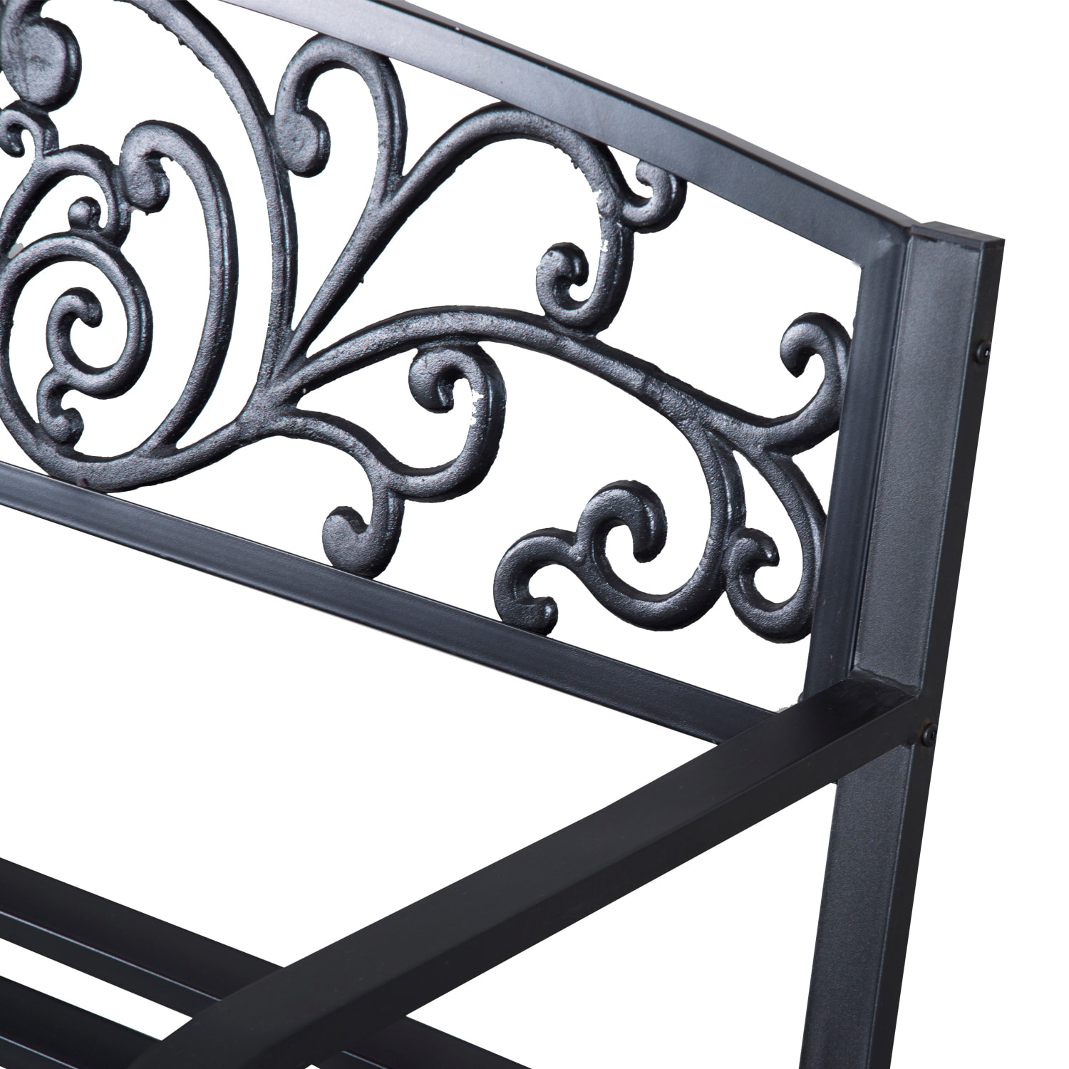 Banc de jardin terrasse en acier fonte noir 3 places 127 x 60 x 87 cm charge max 220 Kg