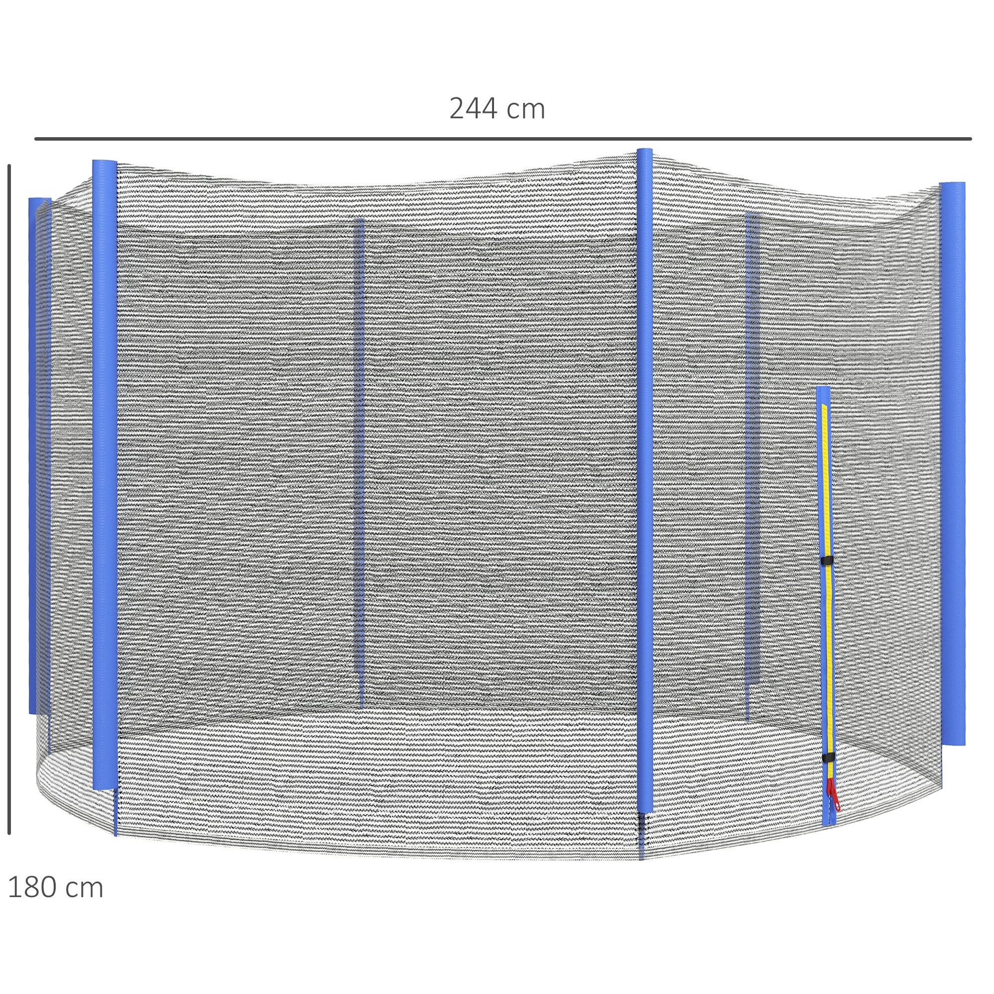 Red de Seguridad para Cama Elástica Ø244 cm Red de Trampolín Redondo para Exterior con Anti-UV y Puerta con Cremallera para 6 Postes Rectos Azul