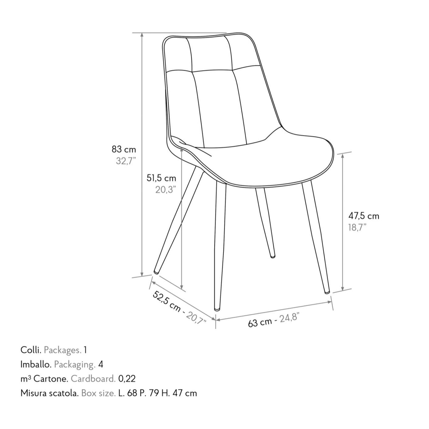 Set di 4 sedie BRUXELLES in ecopelle cammello e gambe in metallo nero
