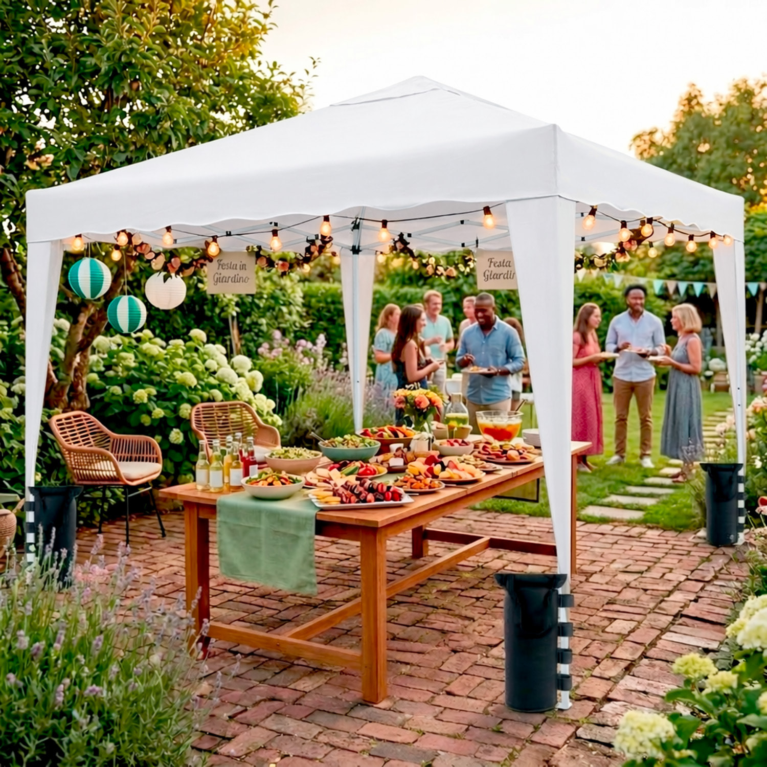 Gazebo Pieghevole 3x4 M in Acciaio con Telo Idrorepellente 160 g/m² Anti-UV Struttura Robusta Apertura Rapida Fisarmonica con Borsa e 4 Sacche Bianco