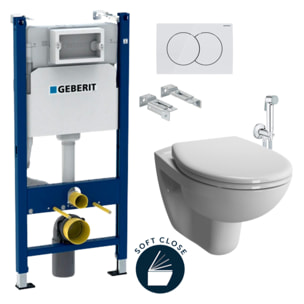 Pack WC Bati Duofix + WC suspendu Vitra Normus + Abattant softclose + Douchette bidet + Plaque blanche