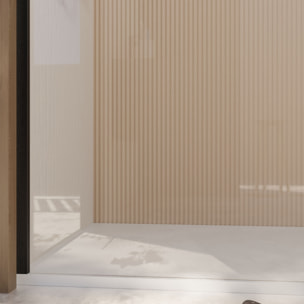 Paroi de Douche 80x200cm en Verre Trempé Transparent 8mm Anticalcaire - Profilé Noir Mat - LINA