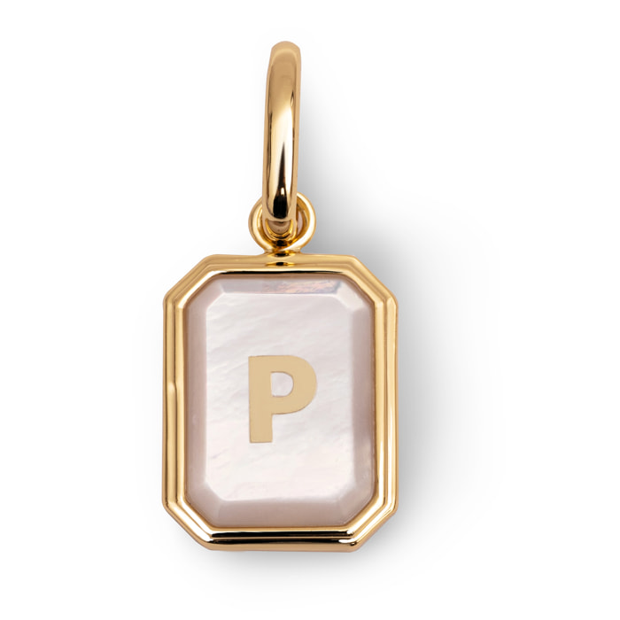 Charm Personalized Letter Mother of Pearl Placcato Oro