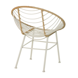 Silla Metal Fibra Sintetica Beige 56x66x78cm