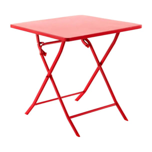 Table de jardin pliante carrée "Greensboro" groseille 2 places en acier traité époxy