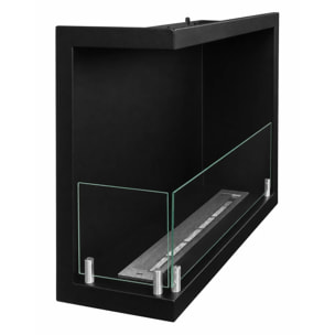 Sutri 60 - Camino a Bioetanolo da Incasso Angolare Sinistro 60x45x22,4 cm con Bruciatore 1,5lt in Acciaio