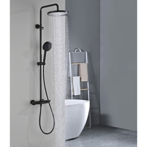 Ensemble bain/douche 3 jets avec mitigeur thermostatique baignoire + douche de tête + douchette à main, noir mat (SATSSTVKC)