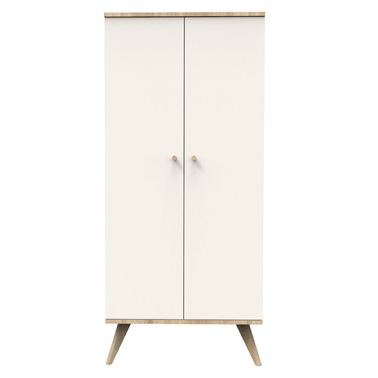 Armoire 2 portes avec pieds bois-décor vanille