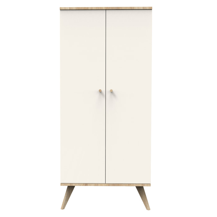 Armoire 2 portes avec pieds bois-décor vanille