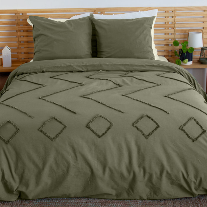 Parure housse de couette coton vert