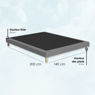 Ensemble matelas ressorts HÉLIOS, mémoire de forme, H31 cm, sommier et tête de lit gris