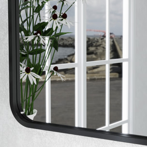 Espejo de Baño 50x70 cm Espejo Rectangular Espejo de Pared con Marco de Metal Vertical u Horizontal para Recibidor Sala de Estar Negro