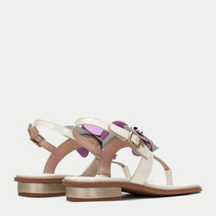 Sandalia Plana Ibiza Crema violet 2,5 cm