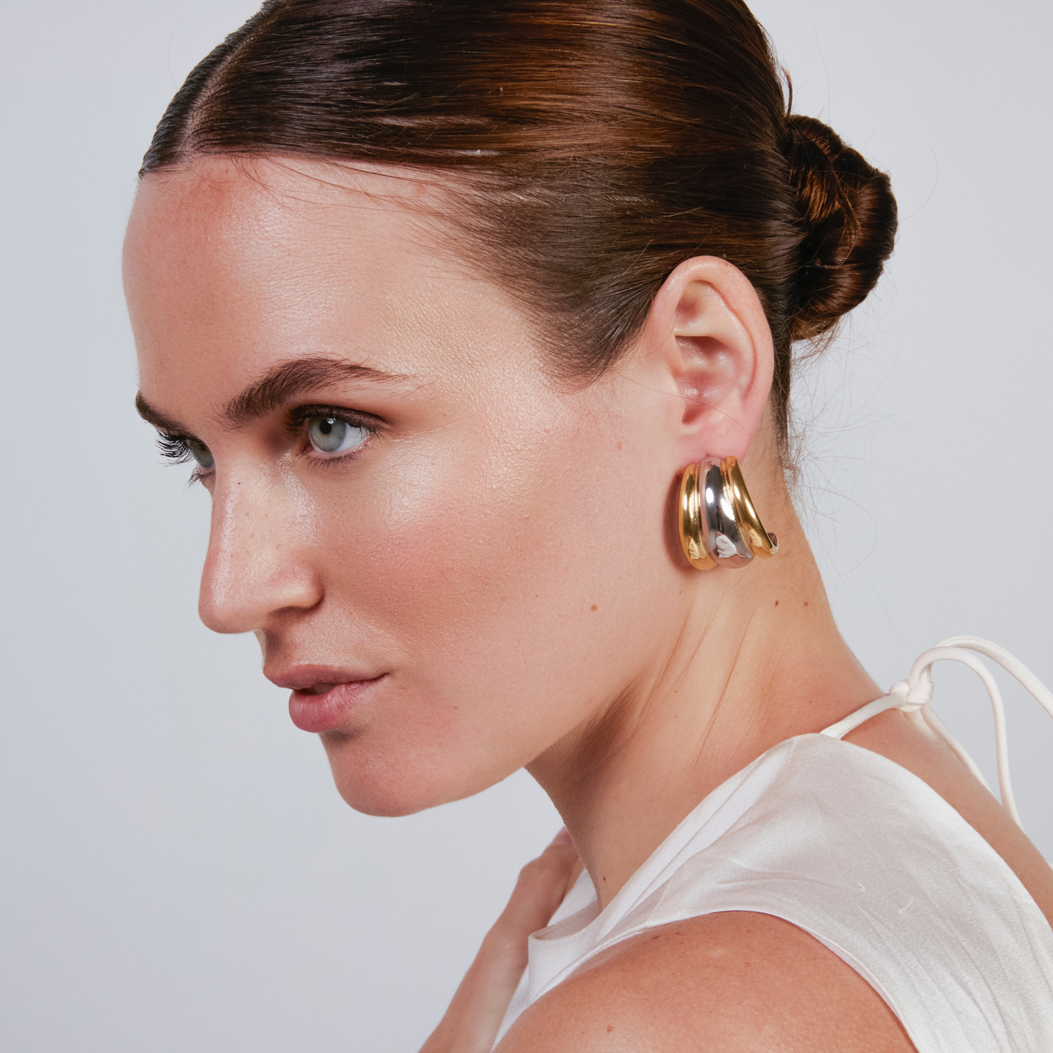 Pendientes Darsean acabado oro 18k y plata