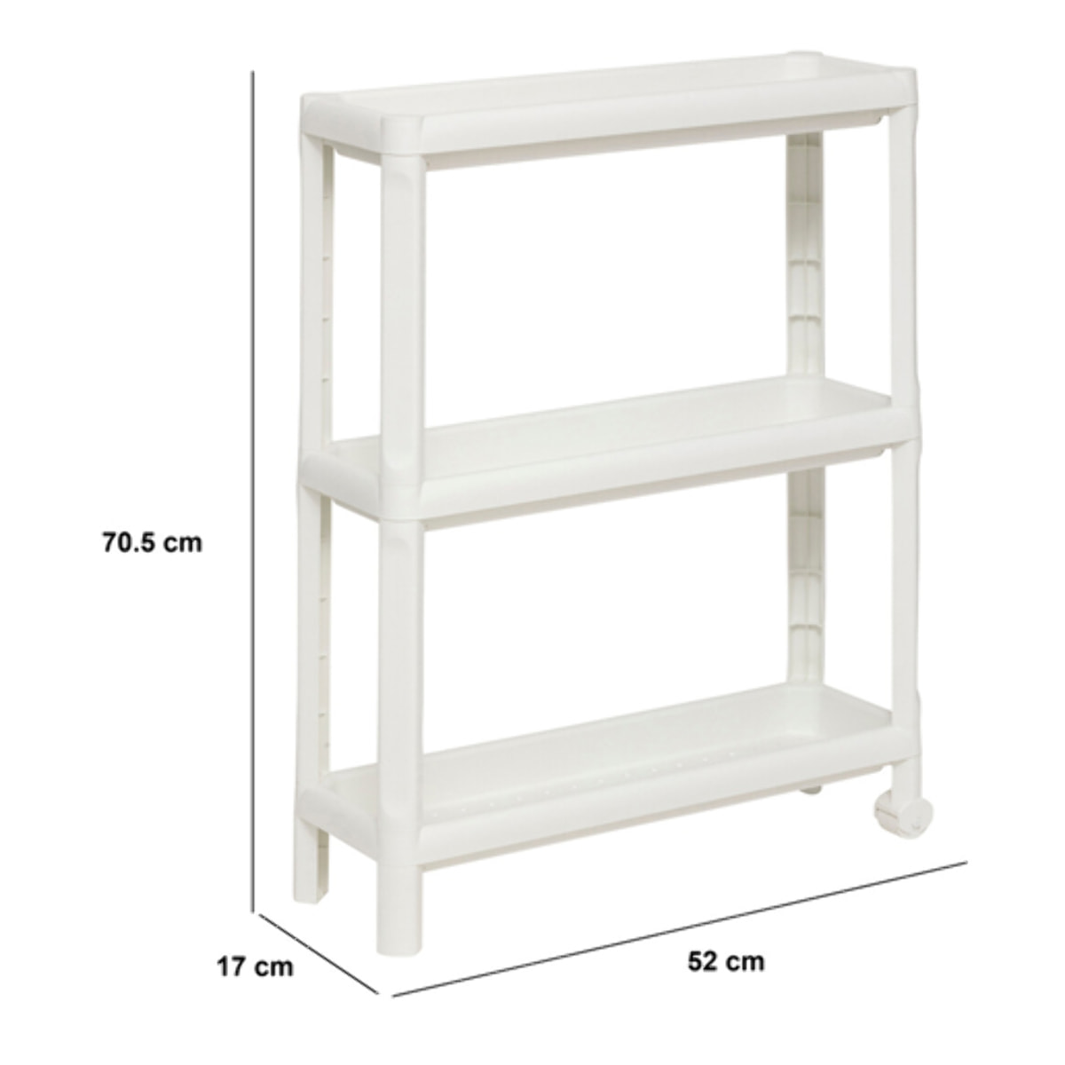 Desserte à roulettes 3 niveaux blanc H70,5cm