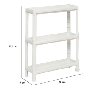 Desserte à roulettes 3 niveaux blanc H70,5cm