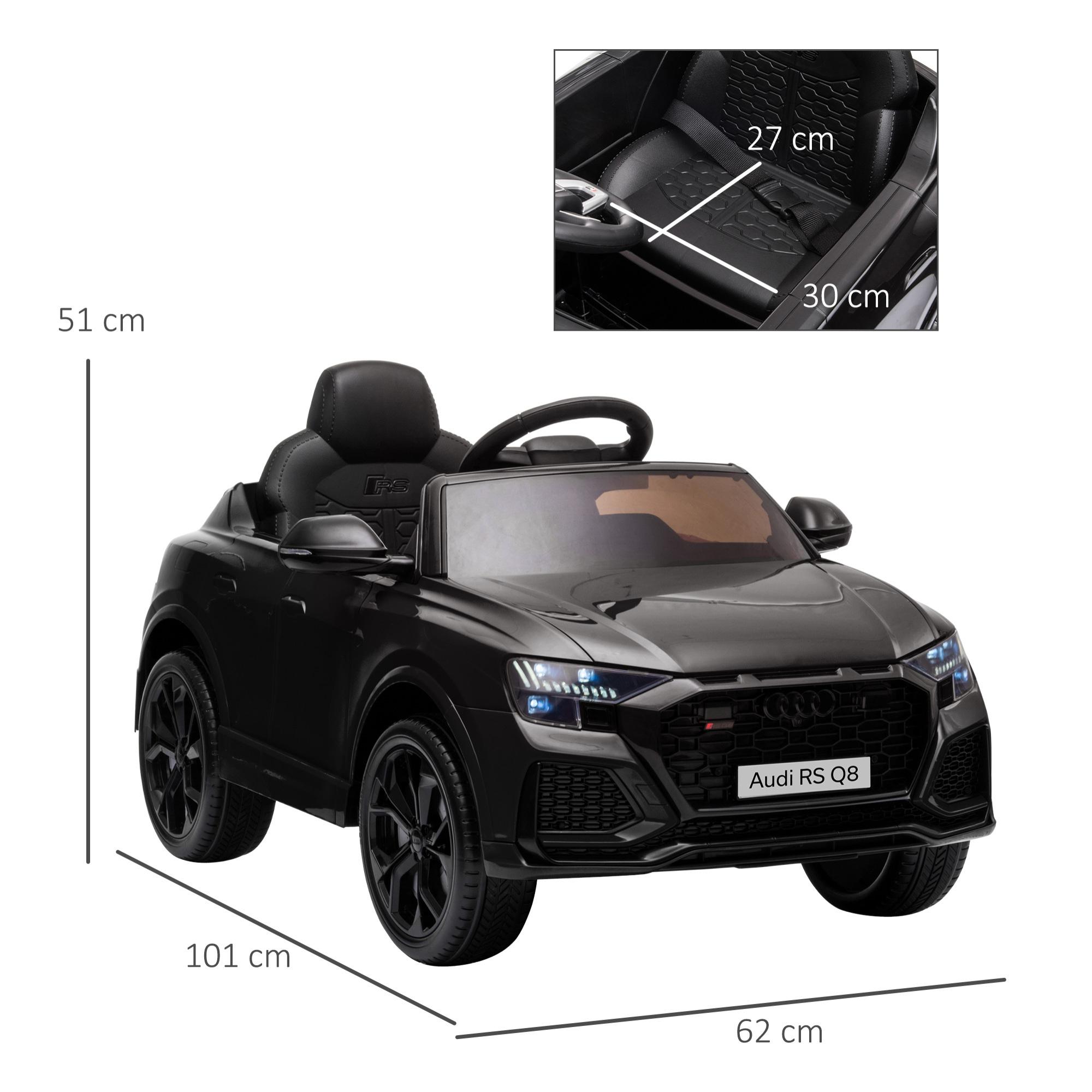 Coche Eléctrico para Niños +3 Años Audi RS Q8 con Batería 6V Mando y Luces Negro