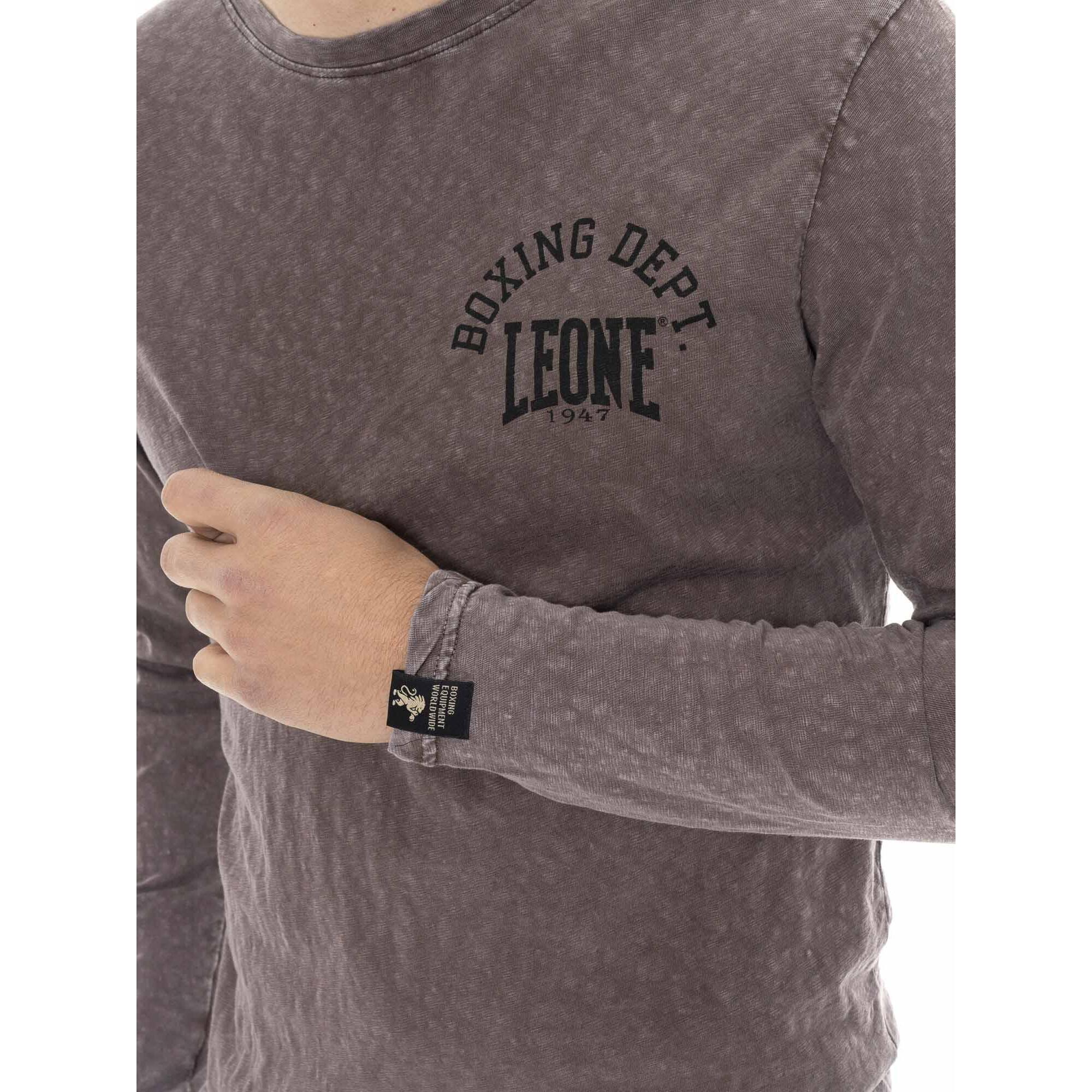 T-shirt uomo a manica lunga, cotone slub, logo piccolo Leone 1947 Vintage Dept.