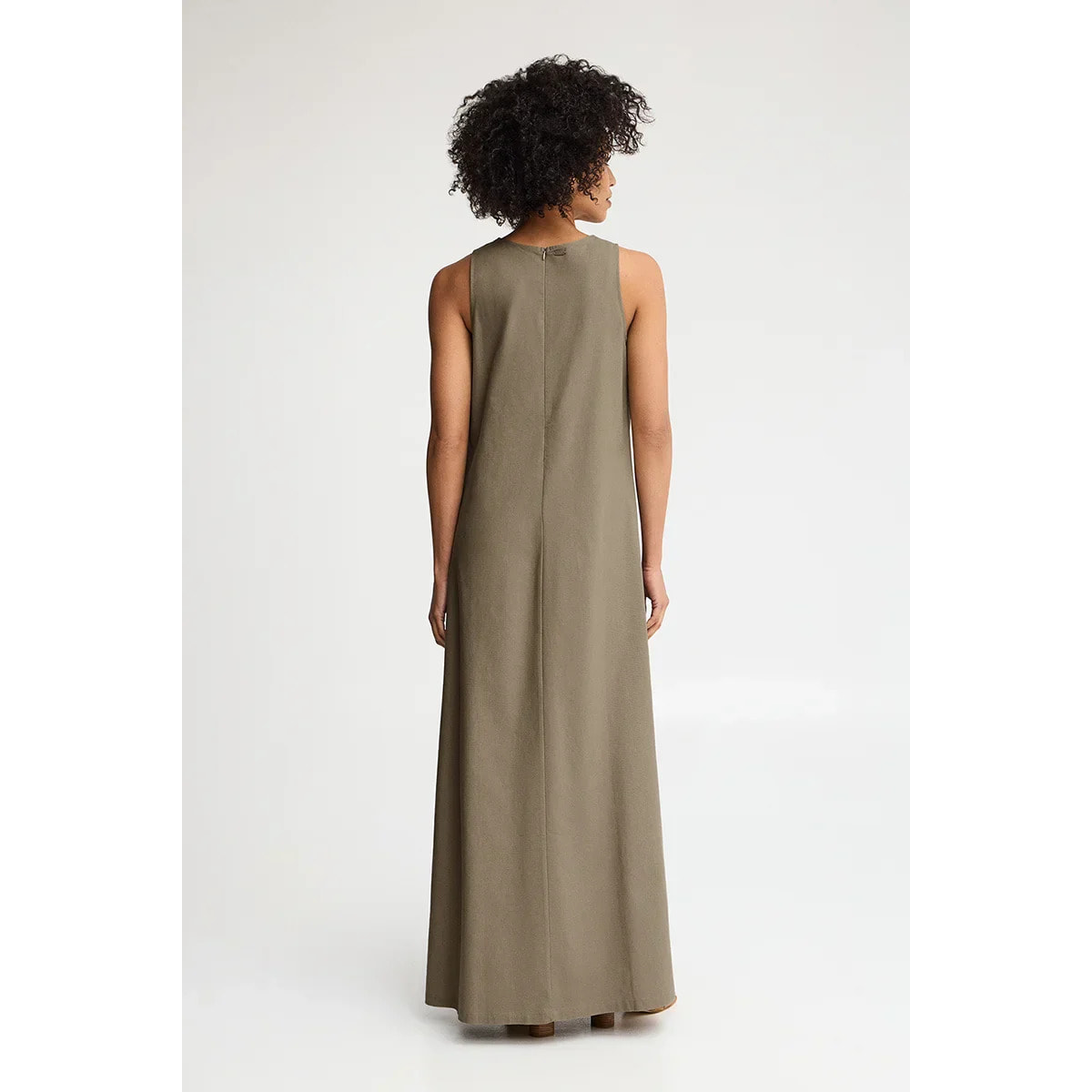 Vestito in cotolino kaki smanicato con logo Polo Club