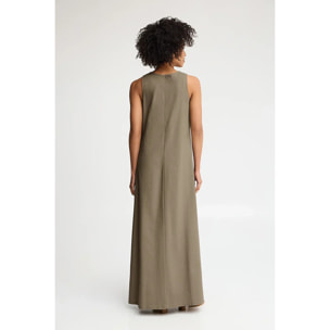 Vestito in cotolino kaki smanicato con logo Polo Club