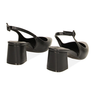 Décolleté slingback nere, tacco 6 cm