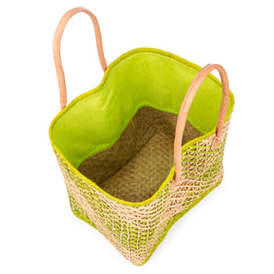 Zavattarello bolso de hombro mujer. Fabricado en rafia y tela, con asas de cuero.