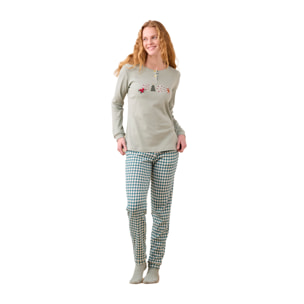 Pigiama donna caldo cotone articolo vichy natale Noidinotte