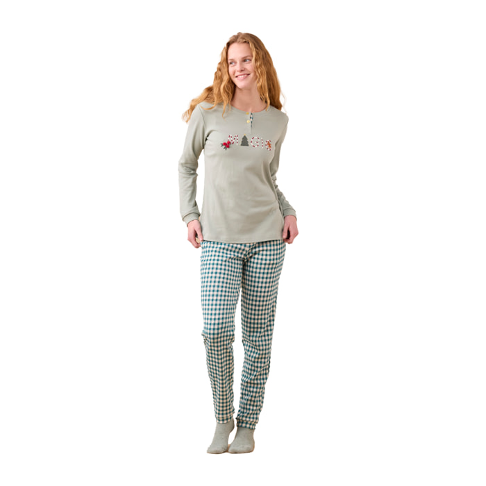 Pigiama donna caldo cotone articolo vichy natale Noidinotte