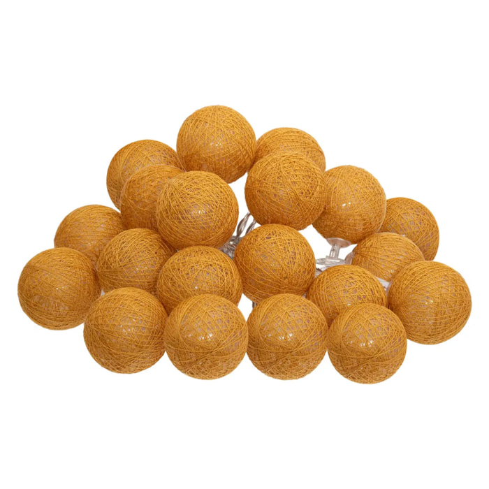 Guirlande LED 20 boules - jaune ocre L435 cm