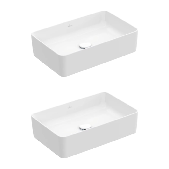 Lot de deux vasques à poser rectangles Collaro Blanc CeramicPlus