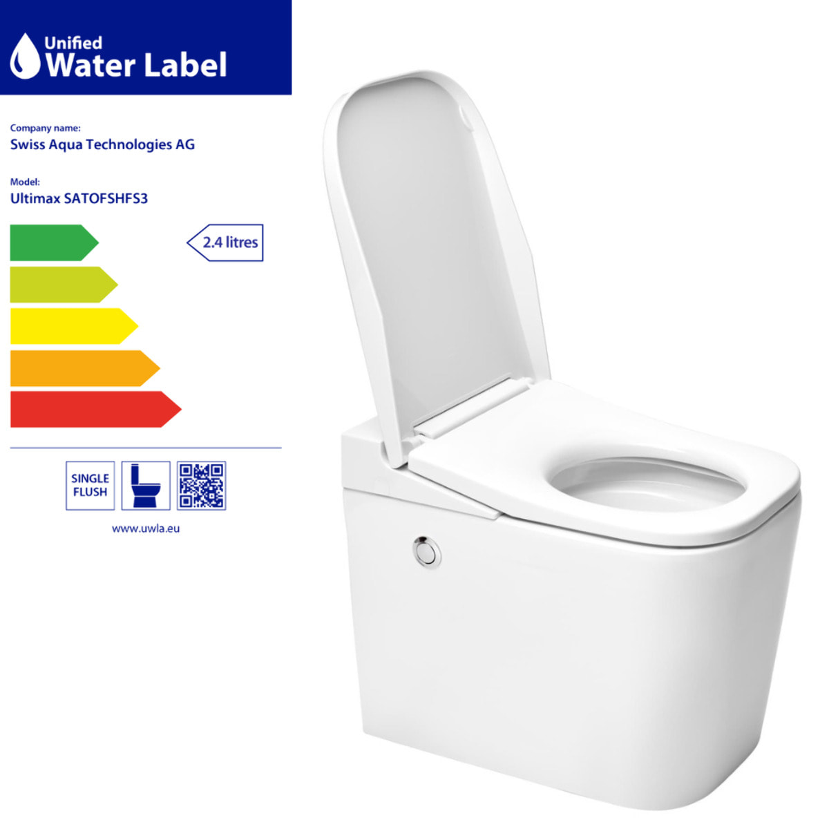Ultimax WC hybride avec réservoir intégré et abattant frein de chute (SATOFSHFS3)