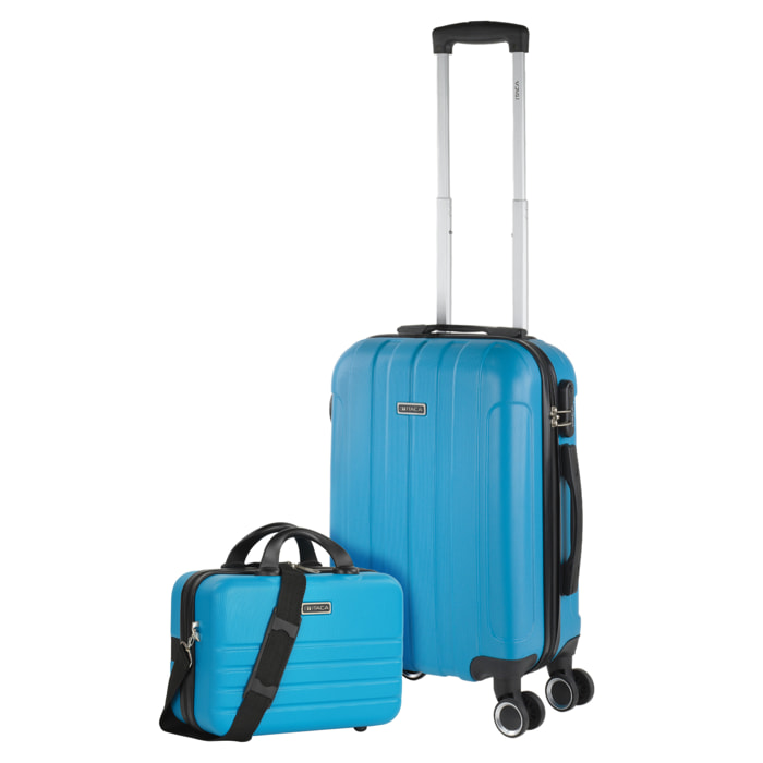 Juego De Trolley Cabina Y Neceser Itaca Havel Turquesa