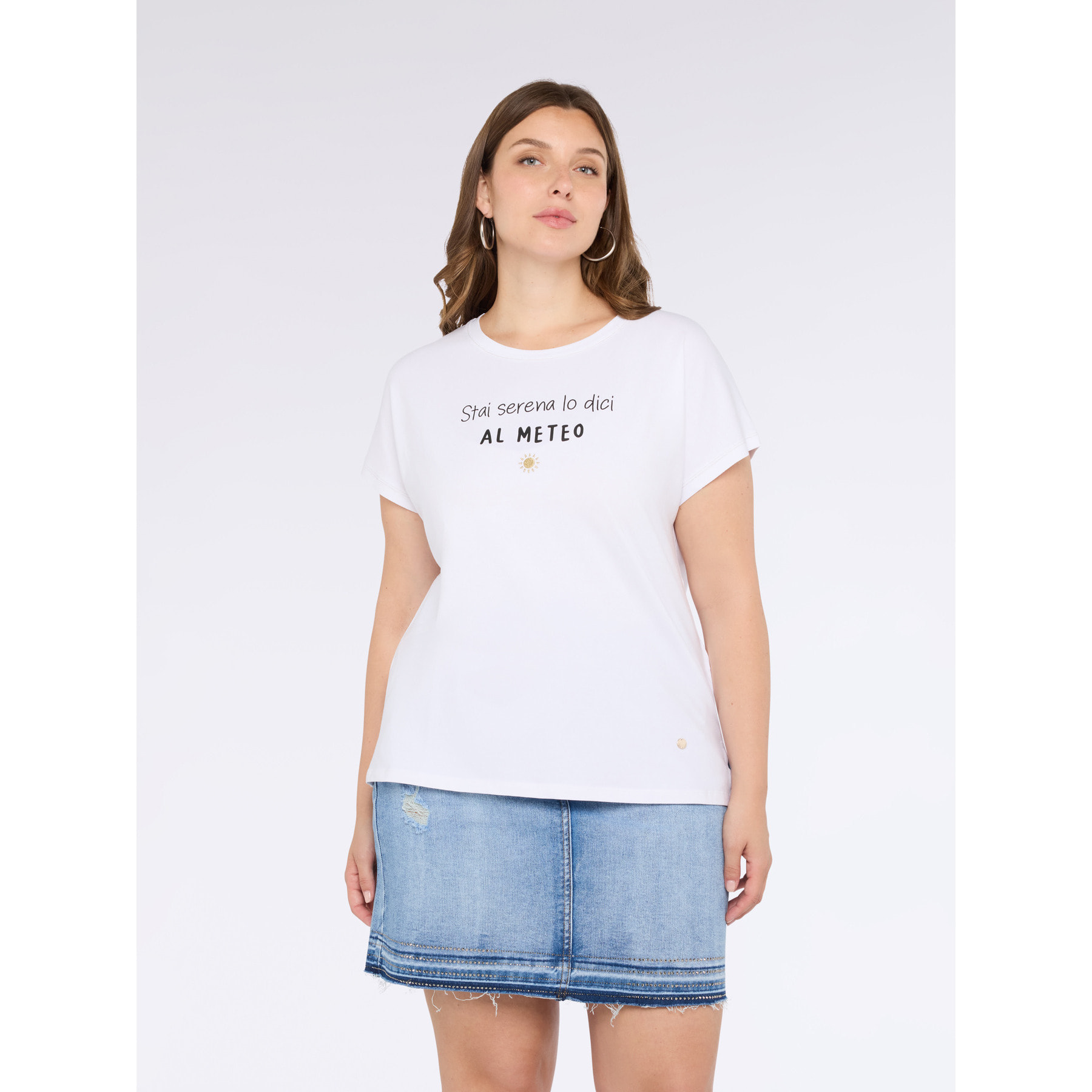 Fiorella Rubino - T-shirt in jersey con frase divertente - Bianco