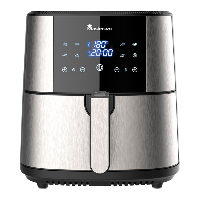 Freidora de aire rocket de 6l sin pfas 1800w con revestimiento cerámico, pantalla táctil led masterpro