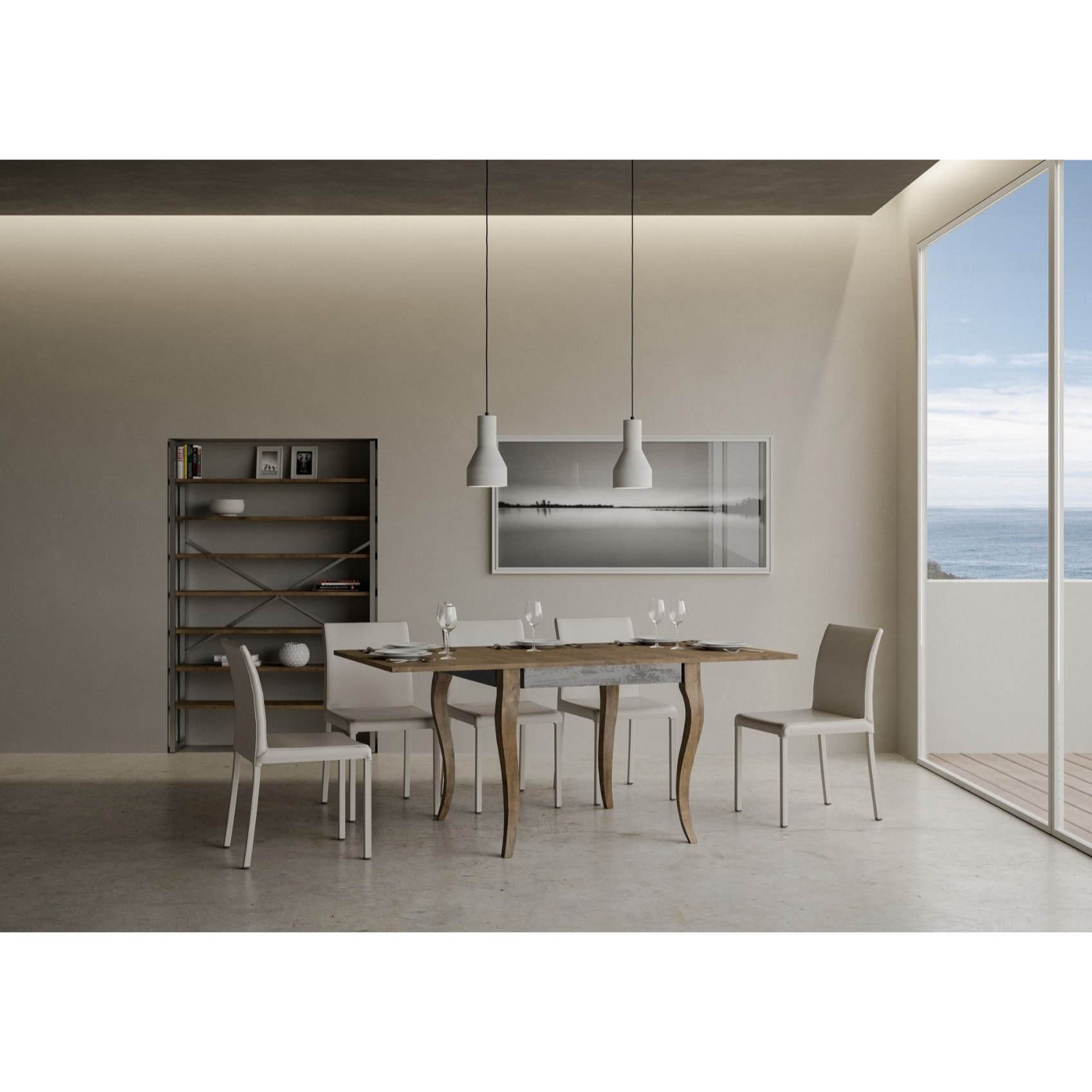 Tavolo Olanda Librox Noce 90x90 allungato 90x180 telaio grigio 142