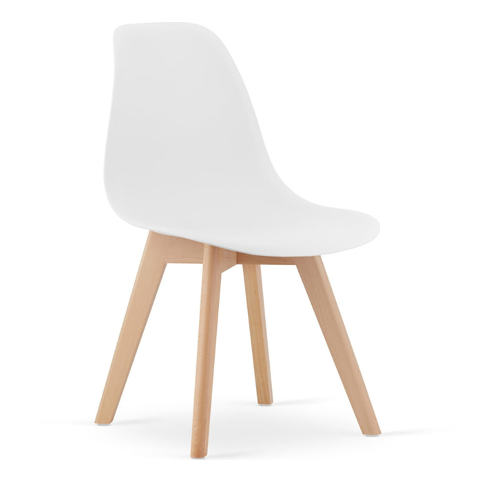Sedia di design Kito bianca in polipropilene e faggio