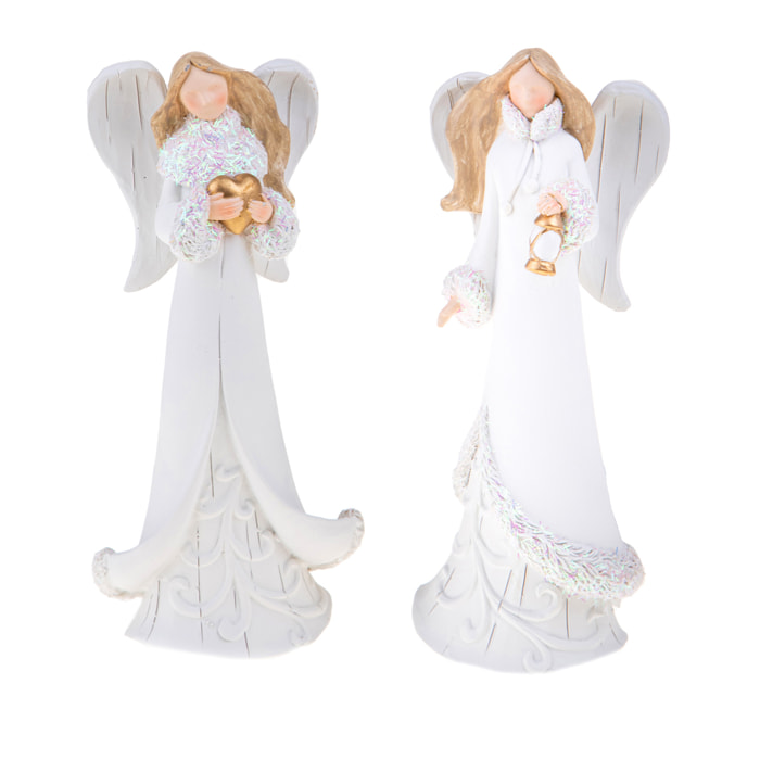 Angeli con Glitter - Pezzi 2 - 9,5xH22x7,5cm - Bianchi Dino SpA