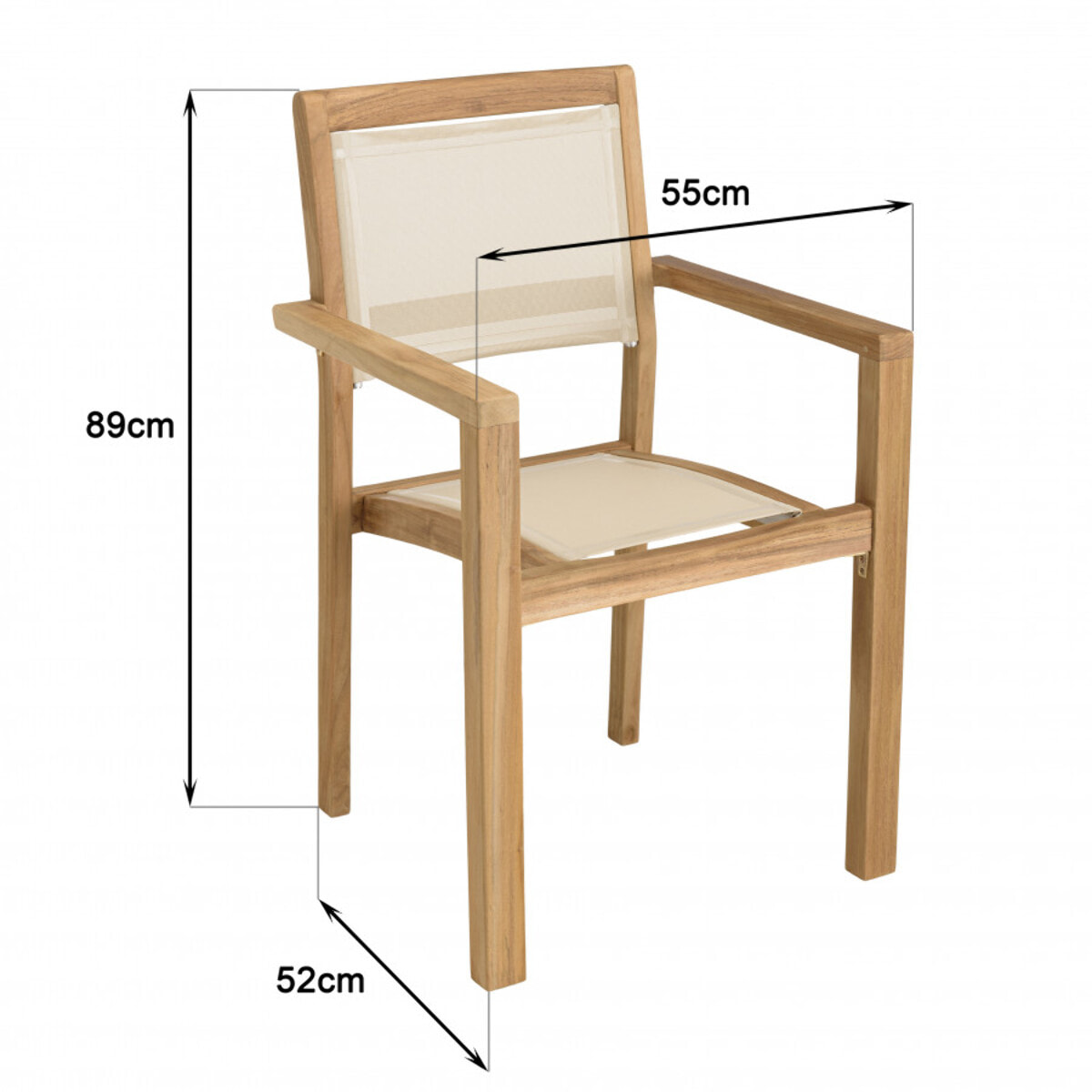 HARRIS - Lot de 2 fauteuils empilables textilène couleur beige
