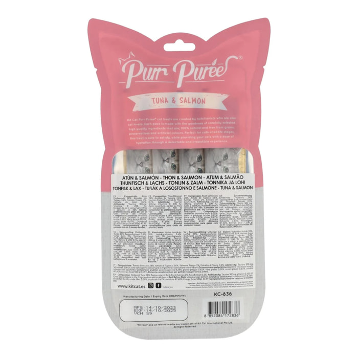 Kit Cat PurrPuree - Atún y Salmón 60 g Snack cremoso para gatos