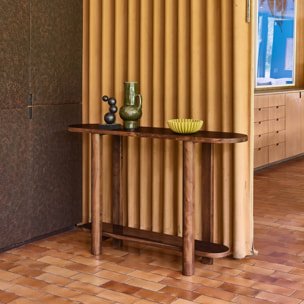 Console ovale bois d'acacia 2 niveaux SANA