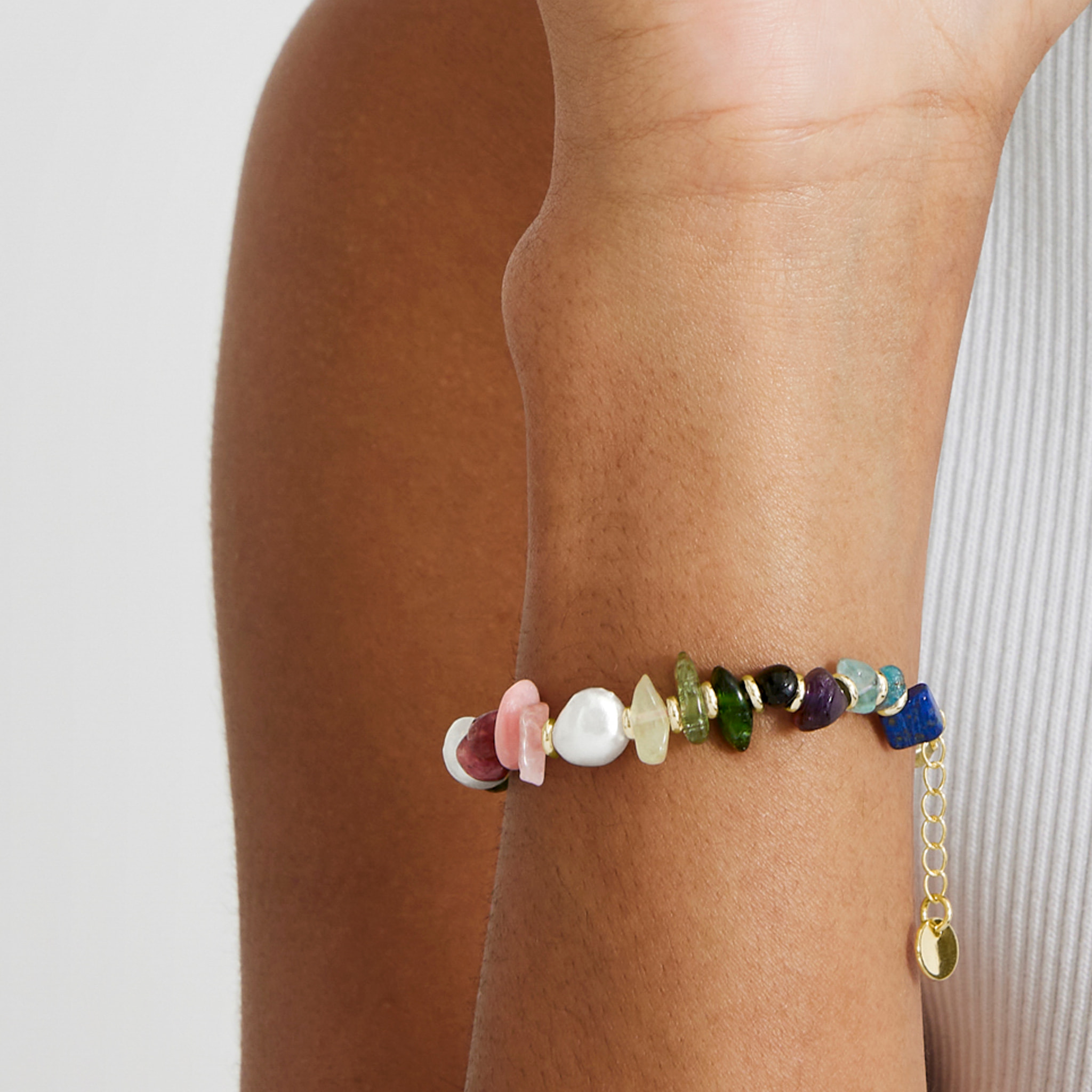 Pulsera de Multicolor Piedra Natural acabada en oro amarillo de 18K