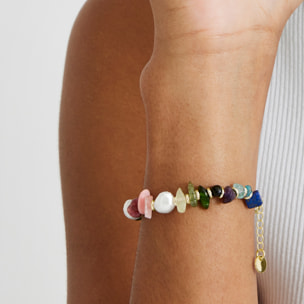 Pulsera de Multicolor Piedra Natural acabada en oro amarillo de 18K