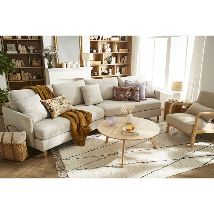 Table basse ronde scandinave bois clair chêne D90 cm ORKAD