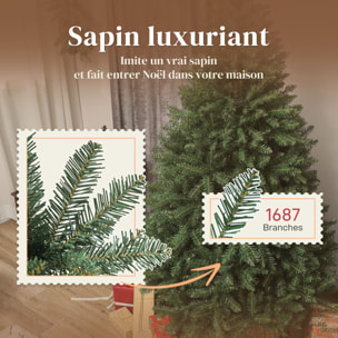 Sapin de Noël artificiel Ø110 x 180H cm 1687 branches épines imitation épicéa grand réalisme vert