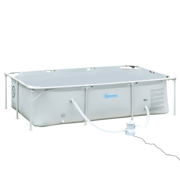 Piscine tubulaire hors sol rectangulaire cadre en métal avec filtre 252L x 152l x 65H cm gris
