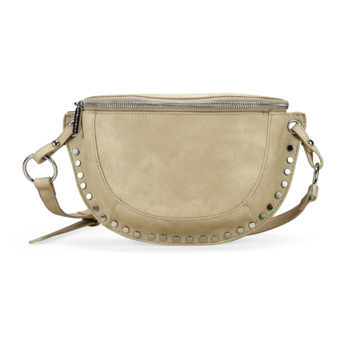 Riñonera beige con tachuelas redondas