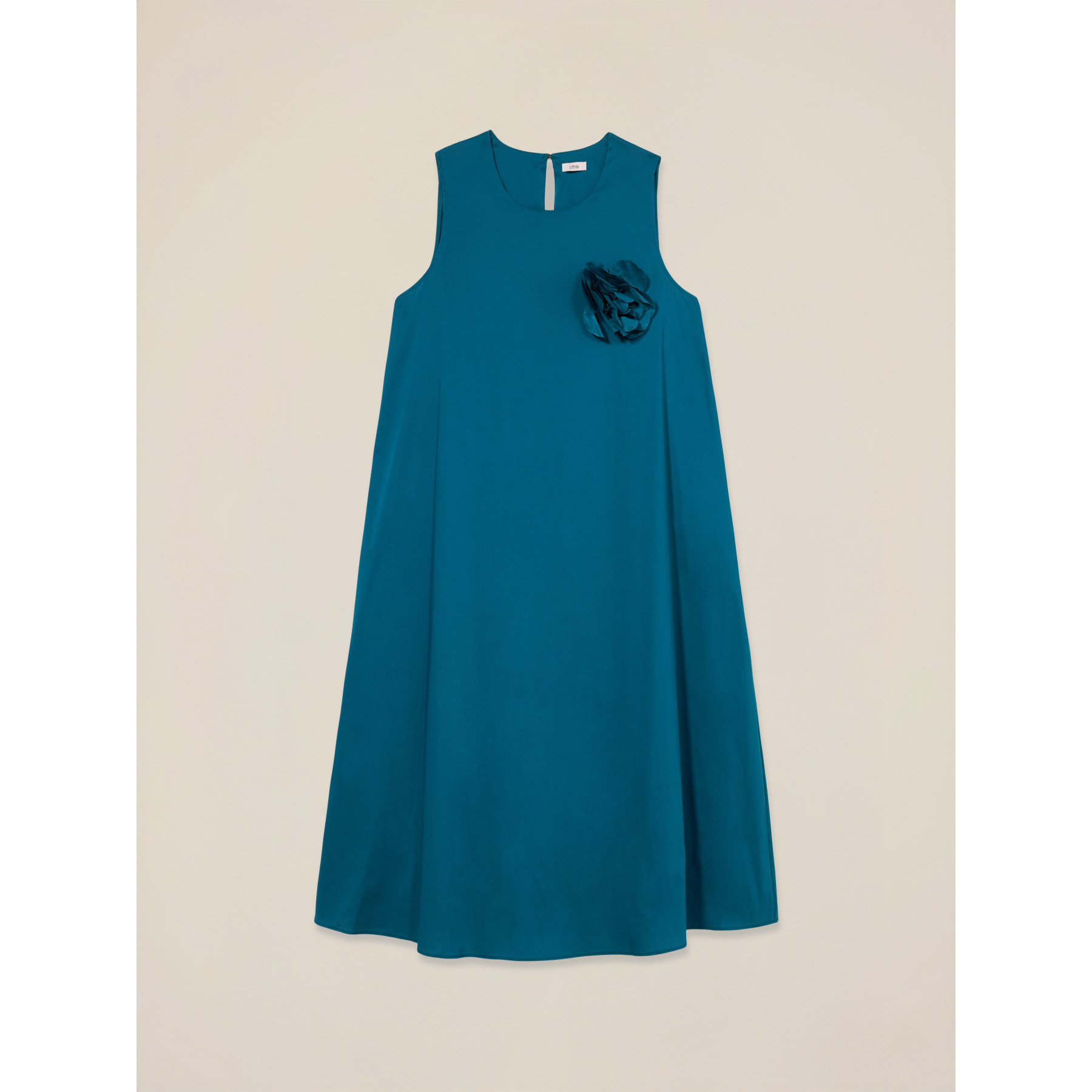 Oltre - Vestido midi de popelina con broche - Petrol Blue