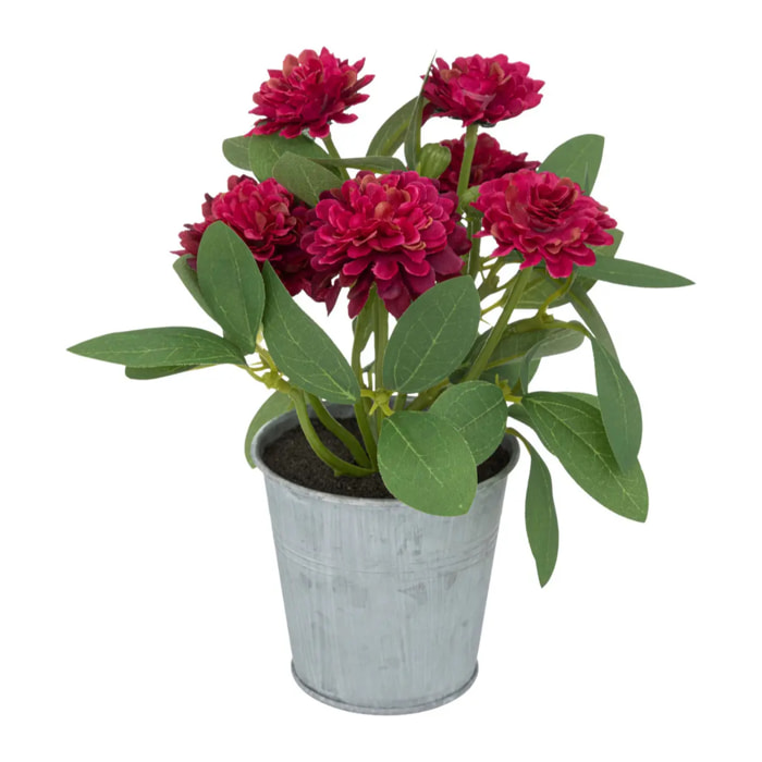 Fleurs artificielles - pot en zinc - H20 cm